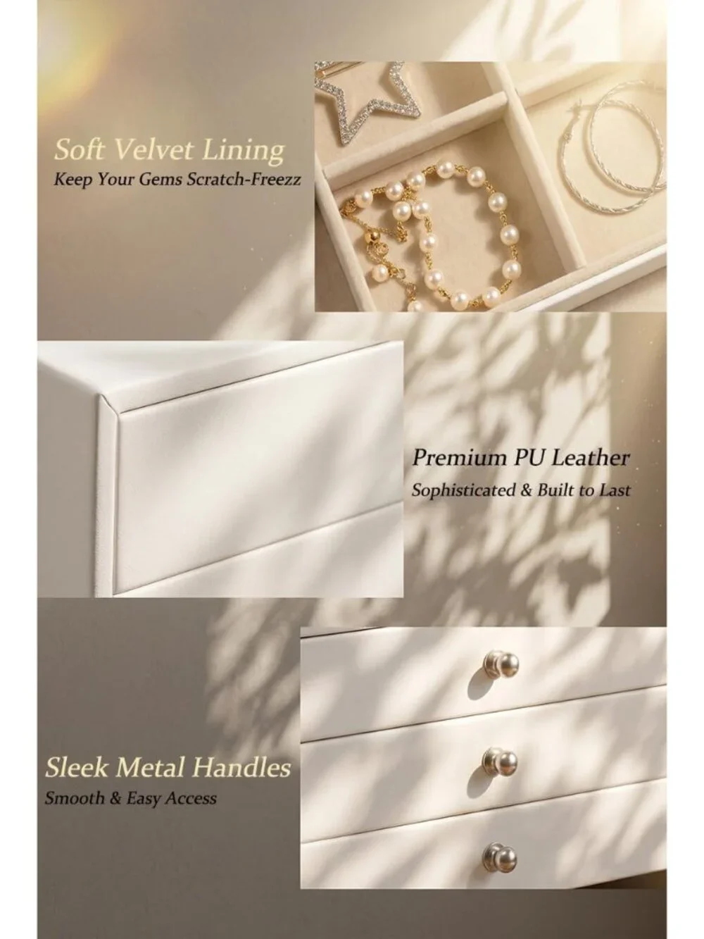 Elegant 10-Drawer Jewelry Organizer with Dustproof Faux Leather Finish